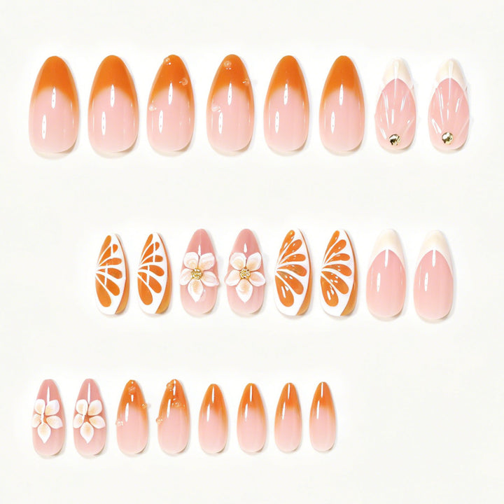Artistic Floral Press-On Nail Tips Set Bowlift