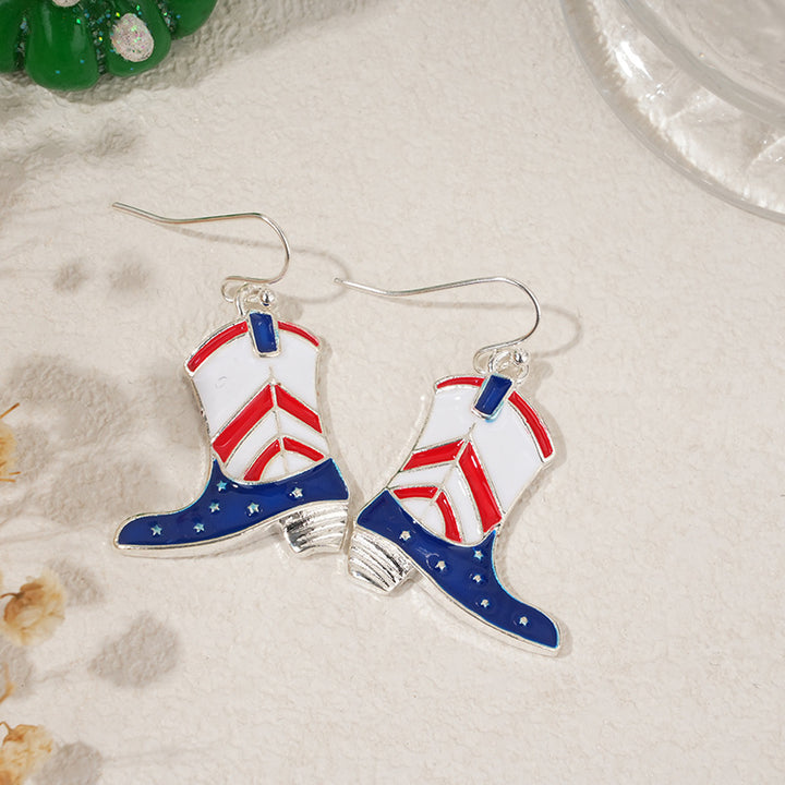 Ladies nan square crystal drop earrings with star grid and fine ear hook Bowlift