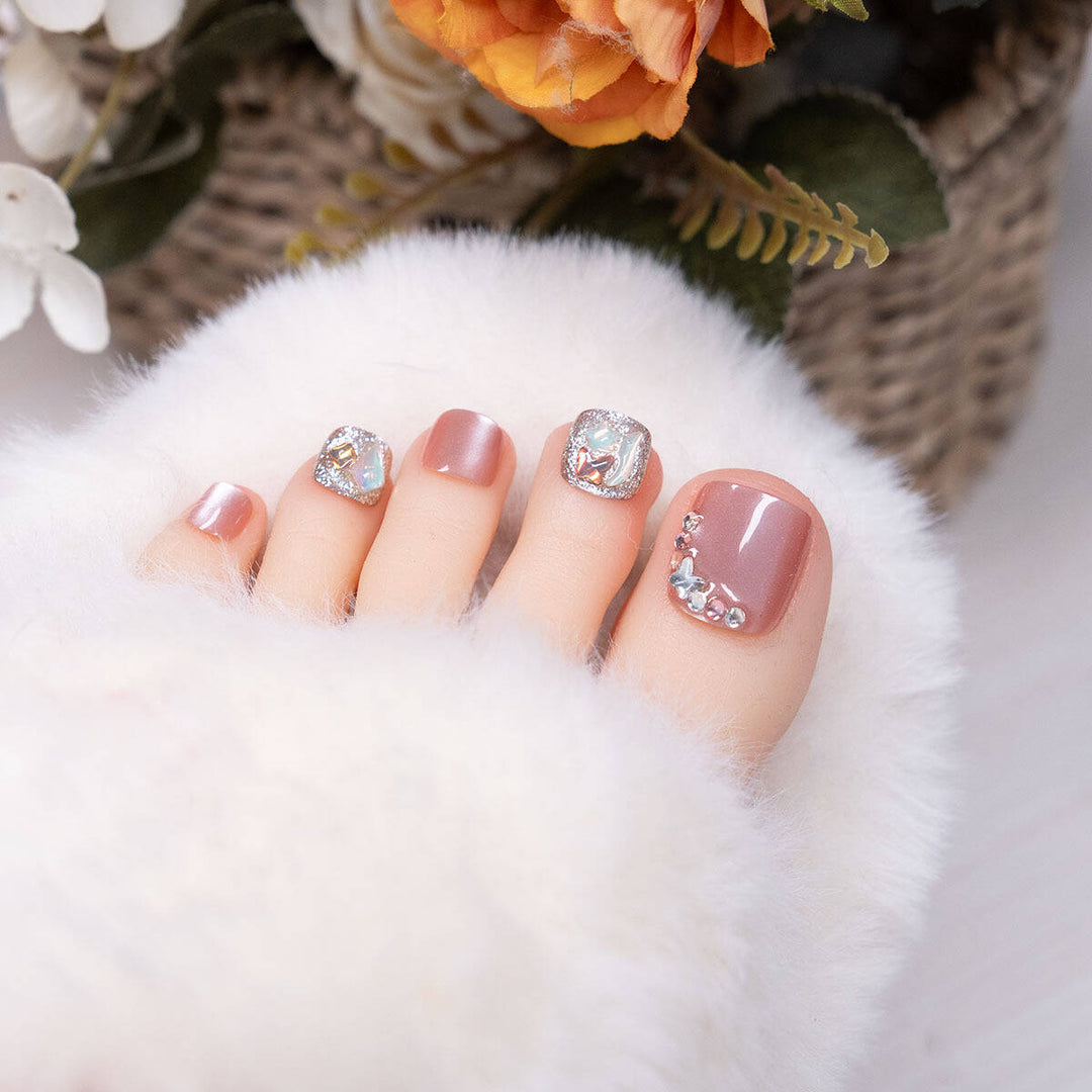 Decorative Press-On Pedicure Nail Set Bowlift