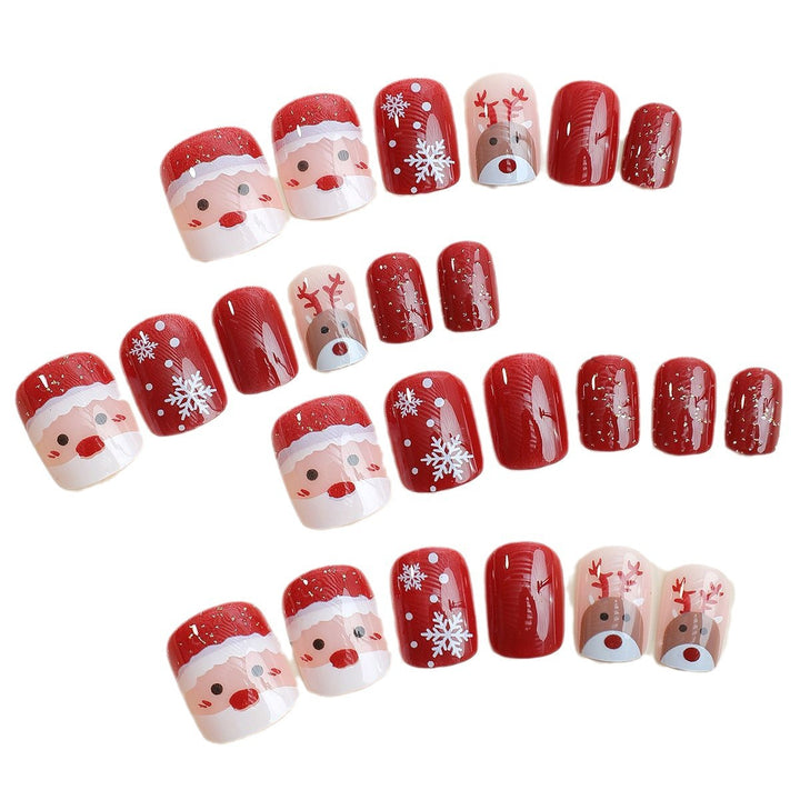 Festive Artificial Nail Set with Christmas Designs Bowlift
