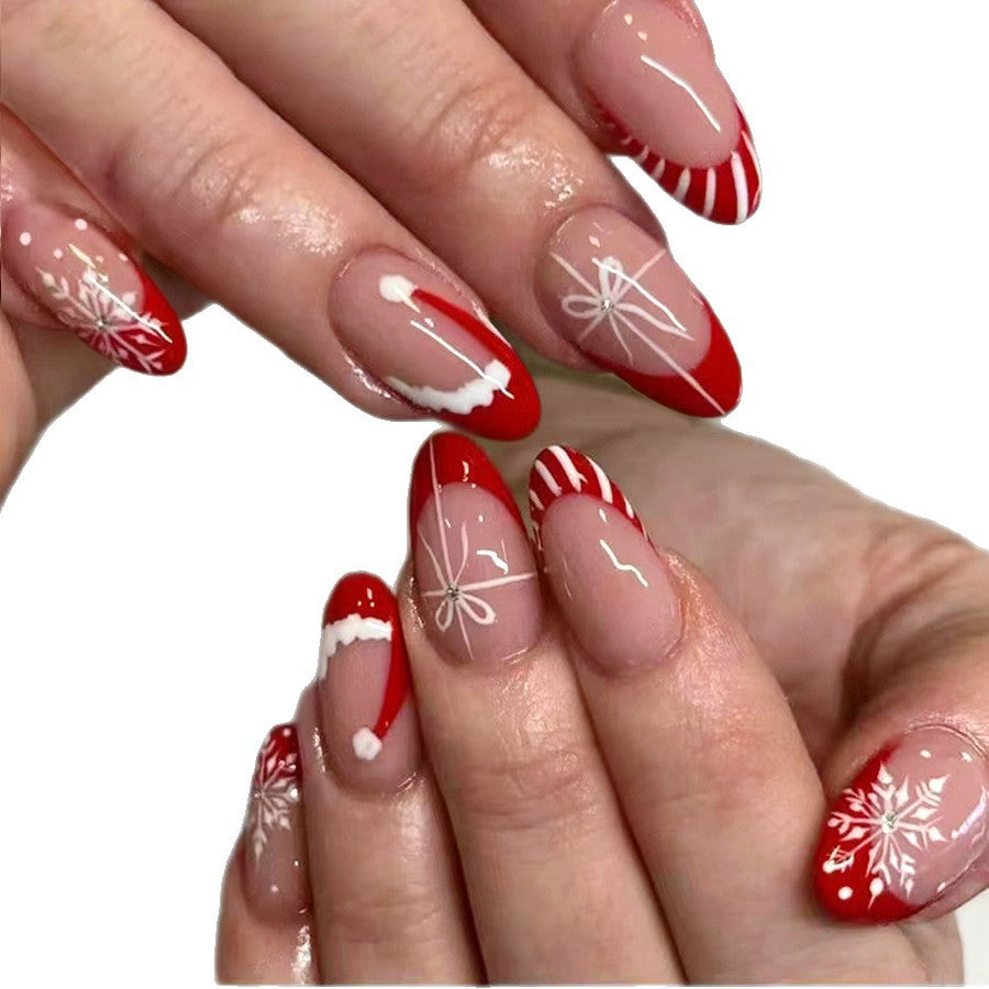 Festive Holiday-Themed Press-On Nail Set Bowlift