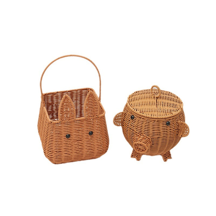 Decorative Animal-Shaped Woven Storage Basket Bowlift