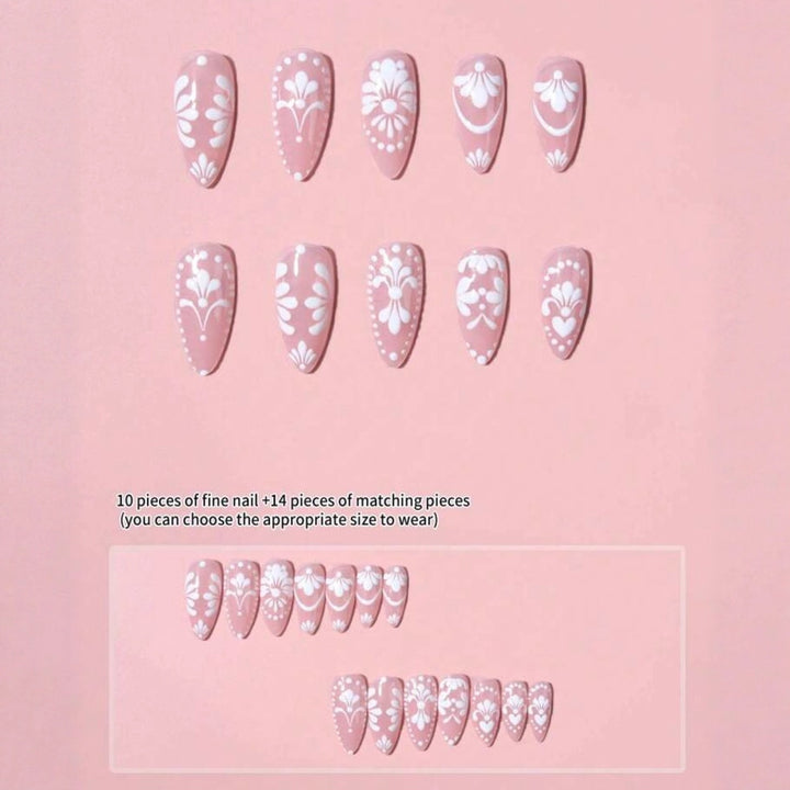 Nail art set with delicate flowers and elegant contours Bowlift