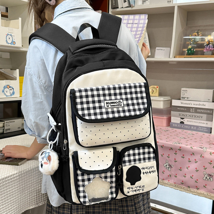 Stylish Checkerboard Patterned Backpack