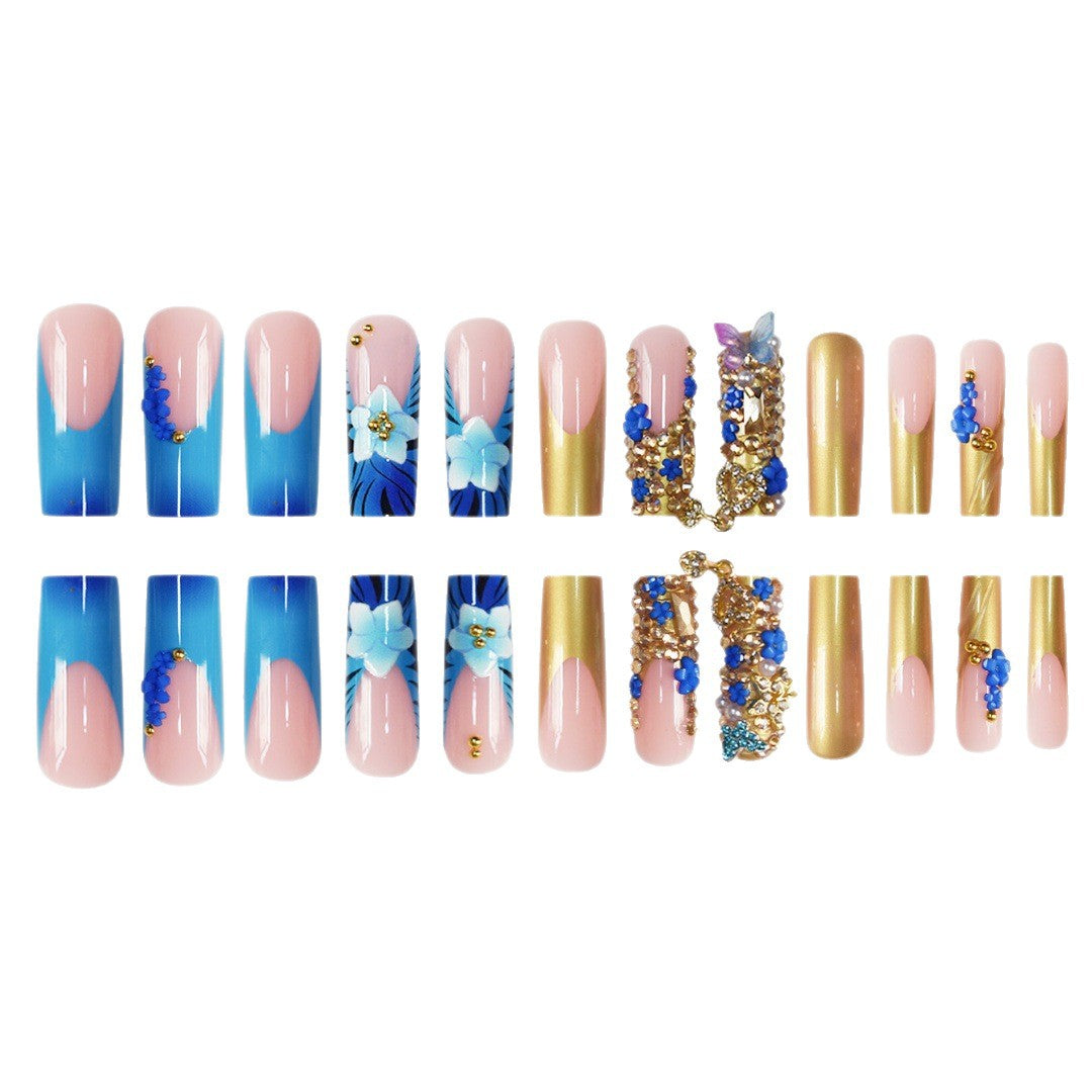 Artistic 3D Decorative Press-On Nails with Gemstone Accents Bowlift
