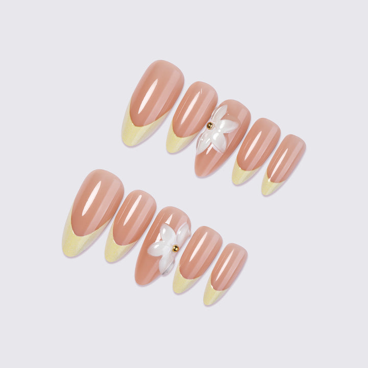 Premium Floral Embellished Press-On Nails Bowlift