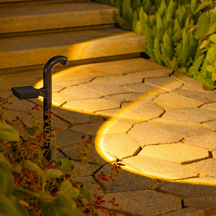 Decorative Solar Pathway Projection Lights With Adjustable Curved Head Stake Mount Bowlift