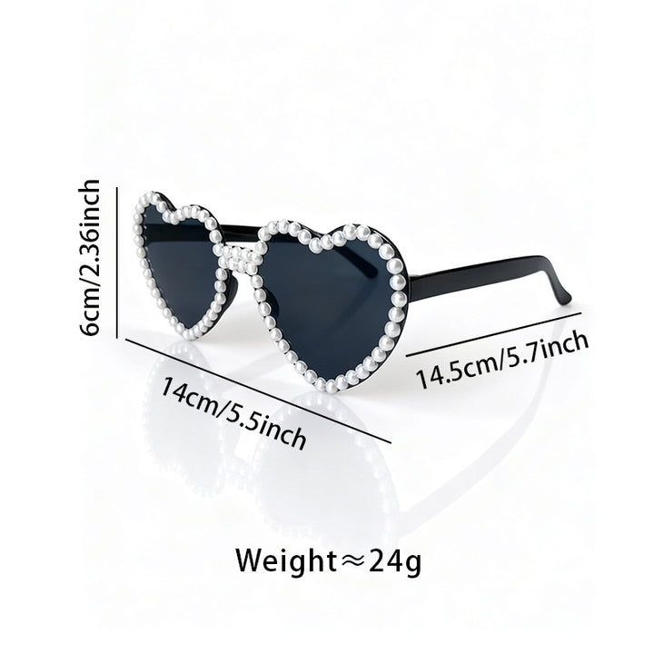 Heart-Shaped Pearl-Accent Sunglasses Bowlift