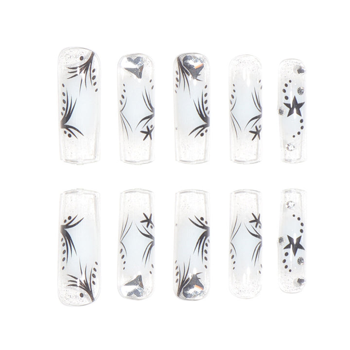Star-Accented Stylish Long Press-On Nails Bowlift