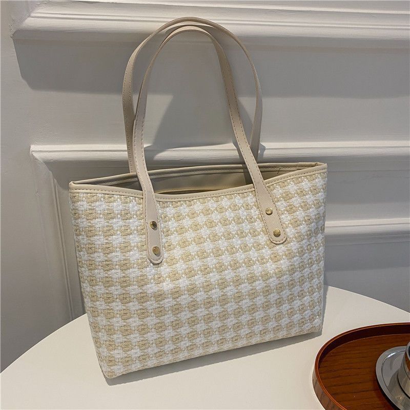 Woven Pattern Beach Tote Bag Bowlift
