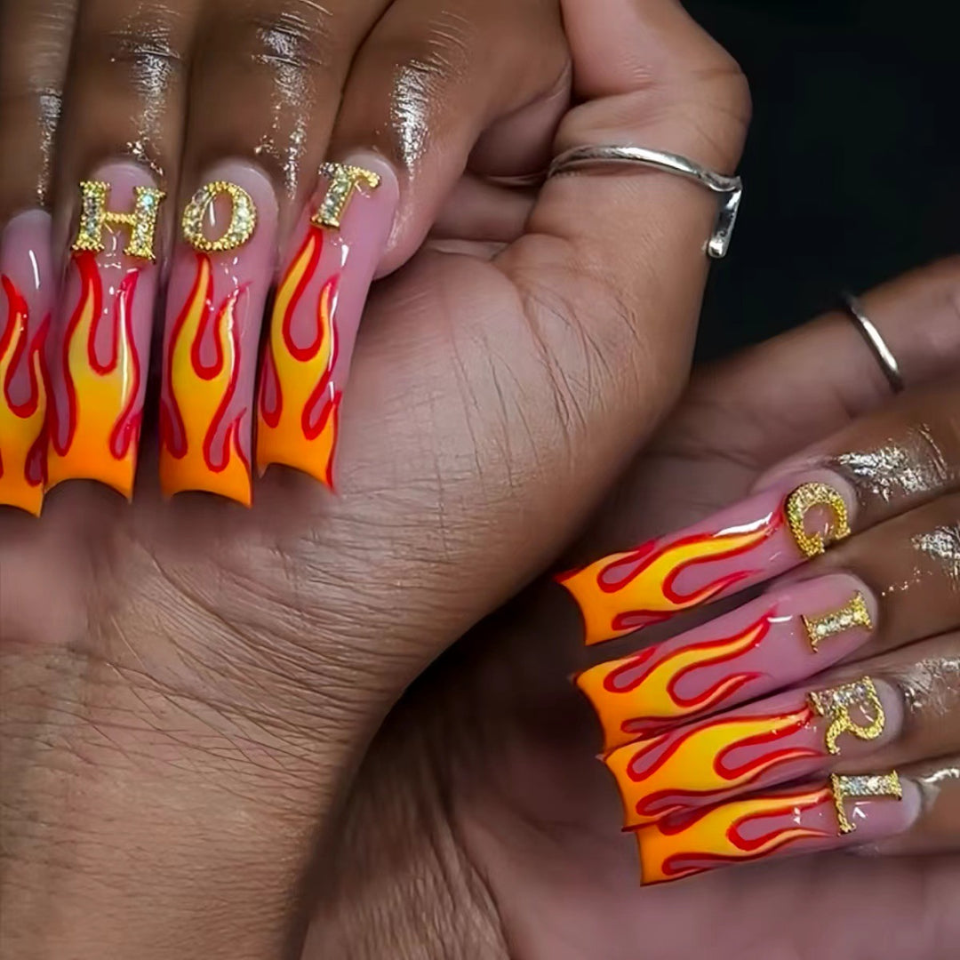Artistic Flame Nail Art Extensions Bowlift