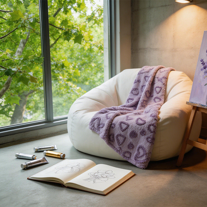 Women's Cozy Fleece Blanket with Heart Design Bowlift