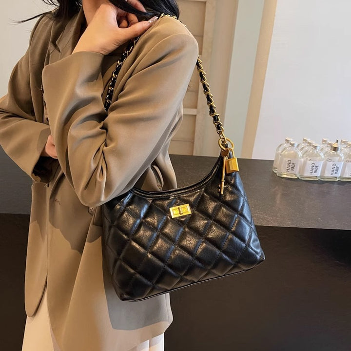 Quilted Chain-Detail Shoulder Bag Bowlift