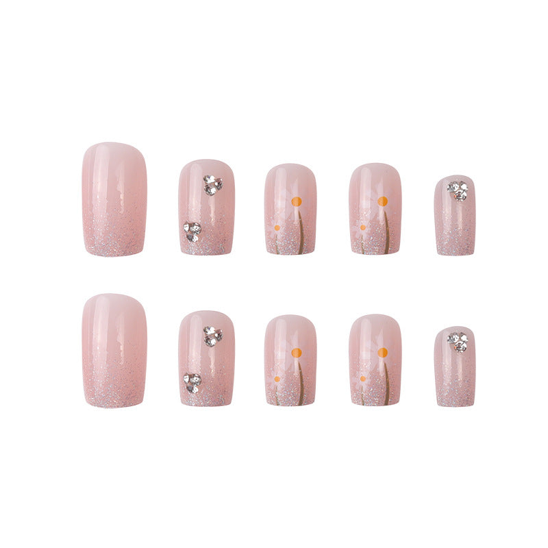 Glittery Floral Press-On Nail Set Bowlift