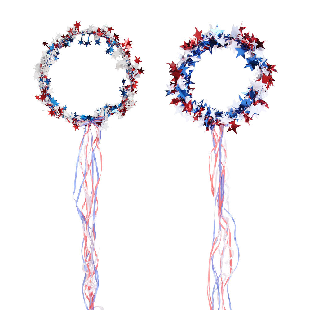 Women's nan star garland ribbon head wreath with long streamer tails Bowlift
