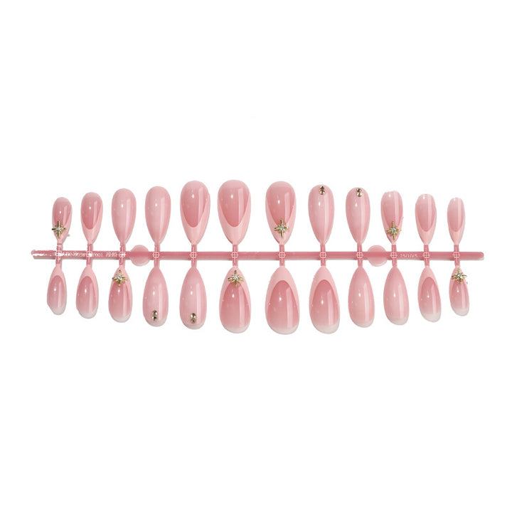 Stylish Press-On Nail Art Set with Floral and Gem Accents Bowlift