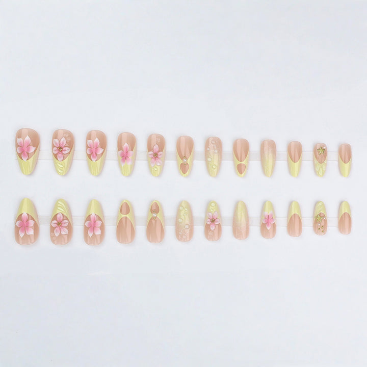 Artistic Floral Stiletto Nail Enhancements Bowlift