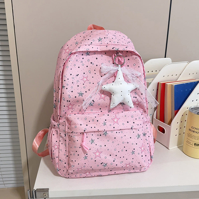 Star-Patterned School Backpack