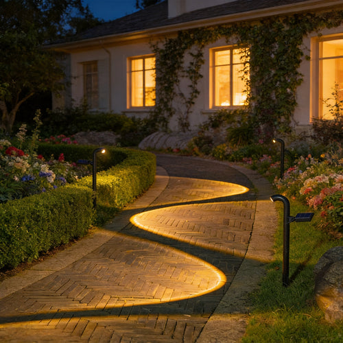 Solar Pathway Stake Lights With Ring Projection LED And High-Efficiency Solar Panel Bowlift