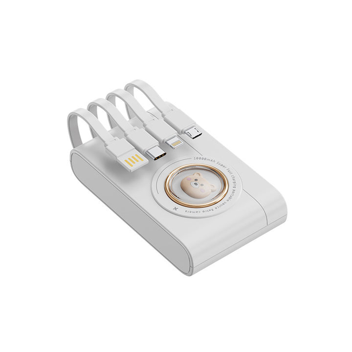Portable power bank with integrated cable system and innovative charging functions Bowlift