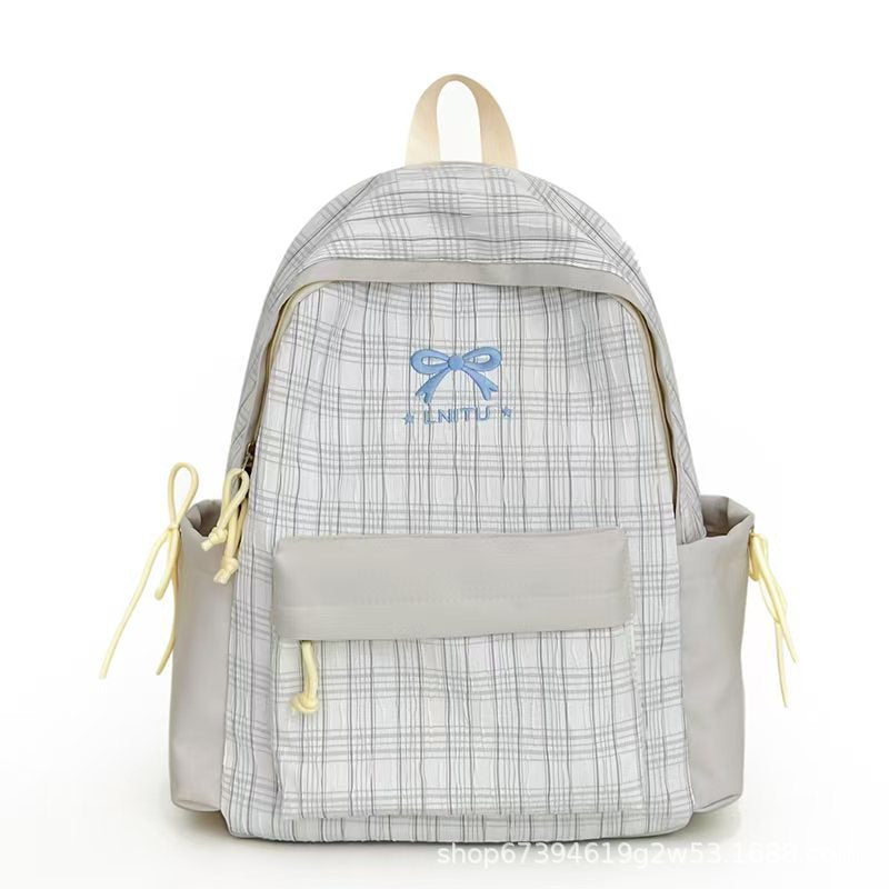 Plaid Patterned Backpack Bowlift