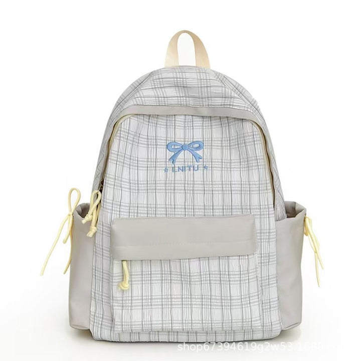 Plaid Patterned Backpack Bowlift