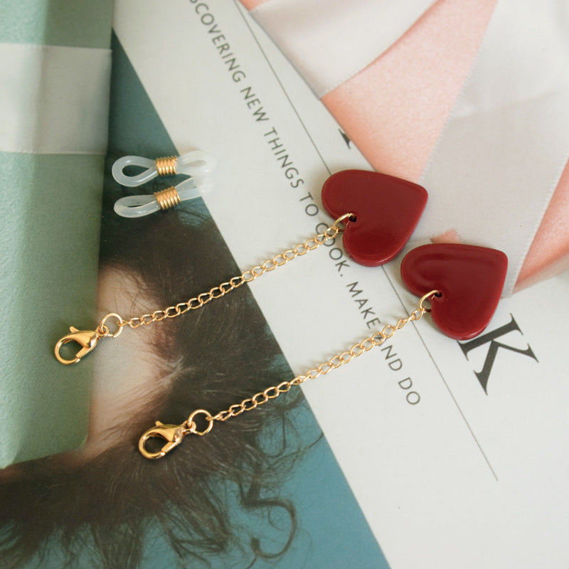 Heart-Shaped Dangle Earrings with Gold Chain Bowlift