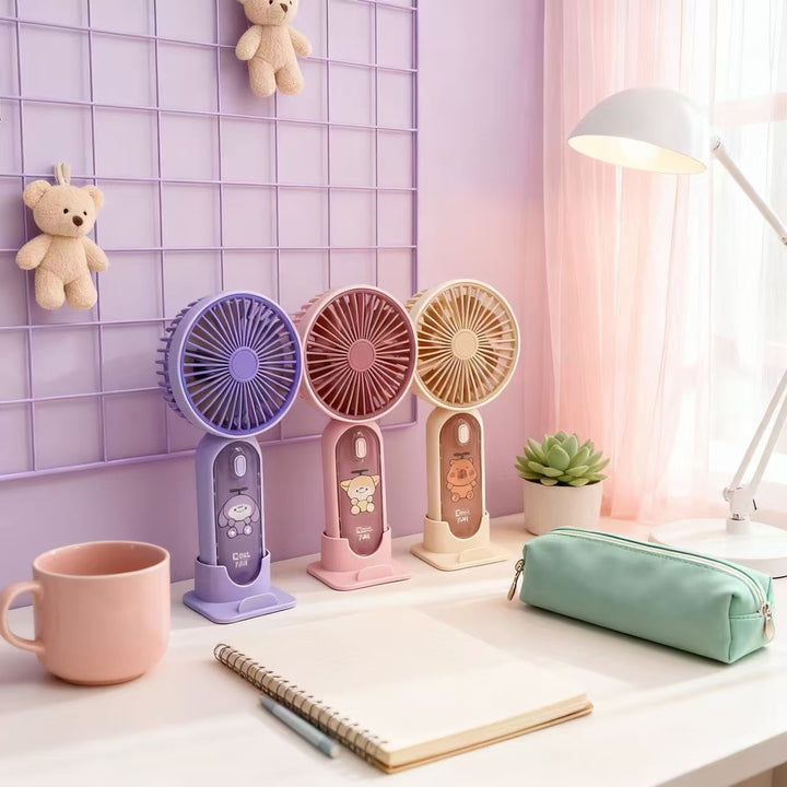 Women's Portable Hand Fan with Flexible Tilt Function and USB Charger Bowlift