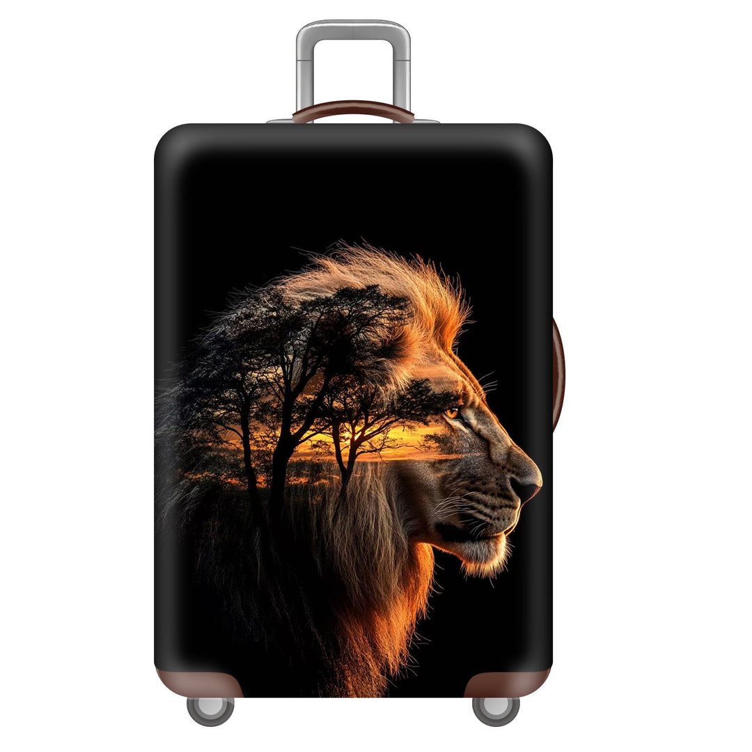 Unisex nan robust Hart shell trolley with lion portrait motif print, shock-resistant ABS polycarbonate shell, multi-wheeled chassis and TSA security lock Bowlift