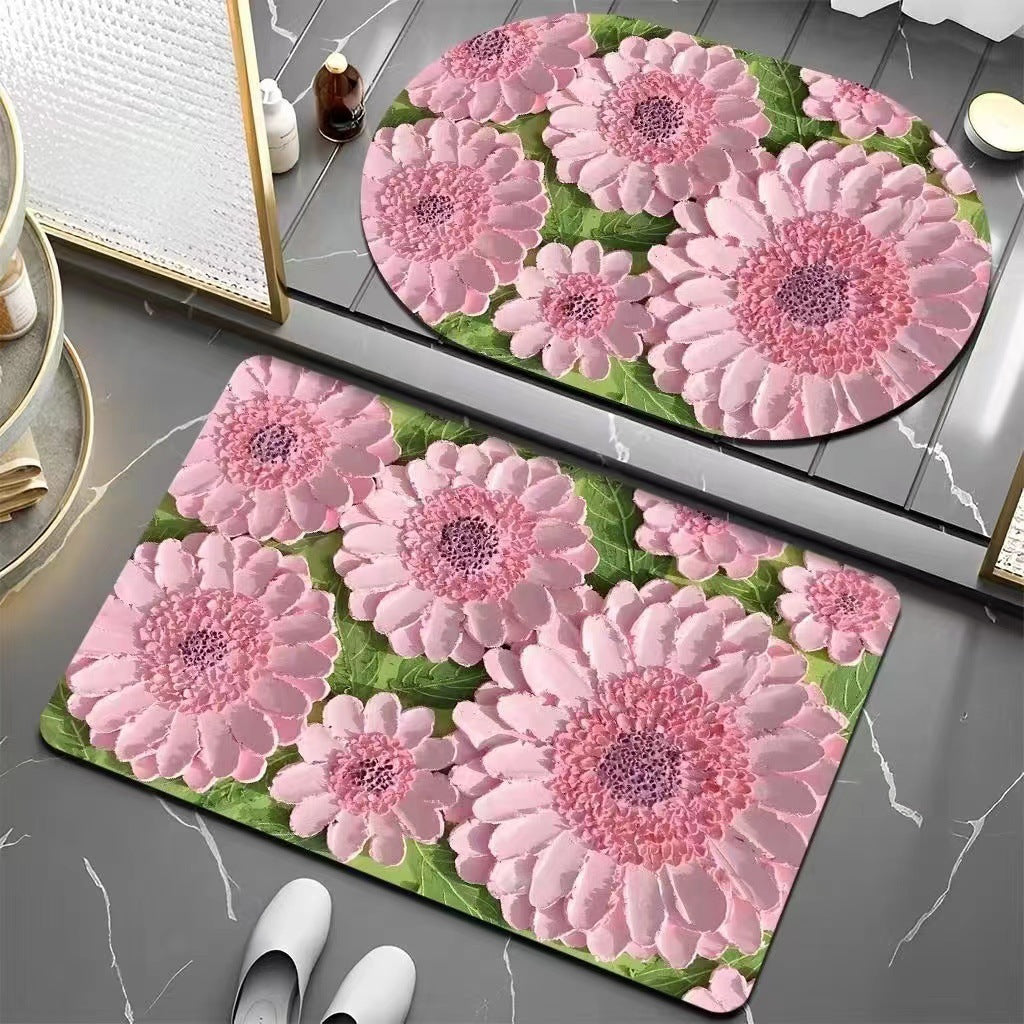 Floral Patterned Bath Mat Bowlift