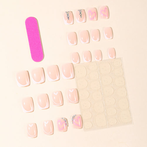 Heart-Accent Gel Nail Art Extensions Bowlift