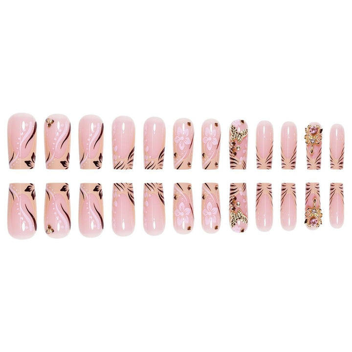 Artistic Floral Embellished Press-On Nails Bowlift