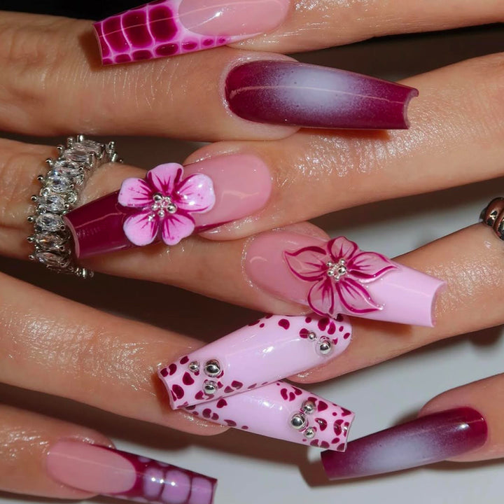 Floral 3D Decorative Press-On Nail Extensions Bowlift