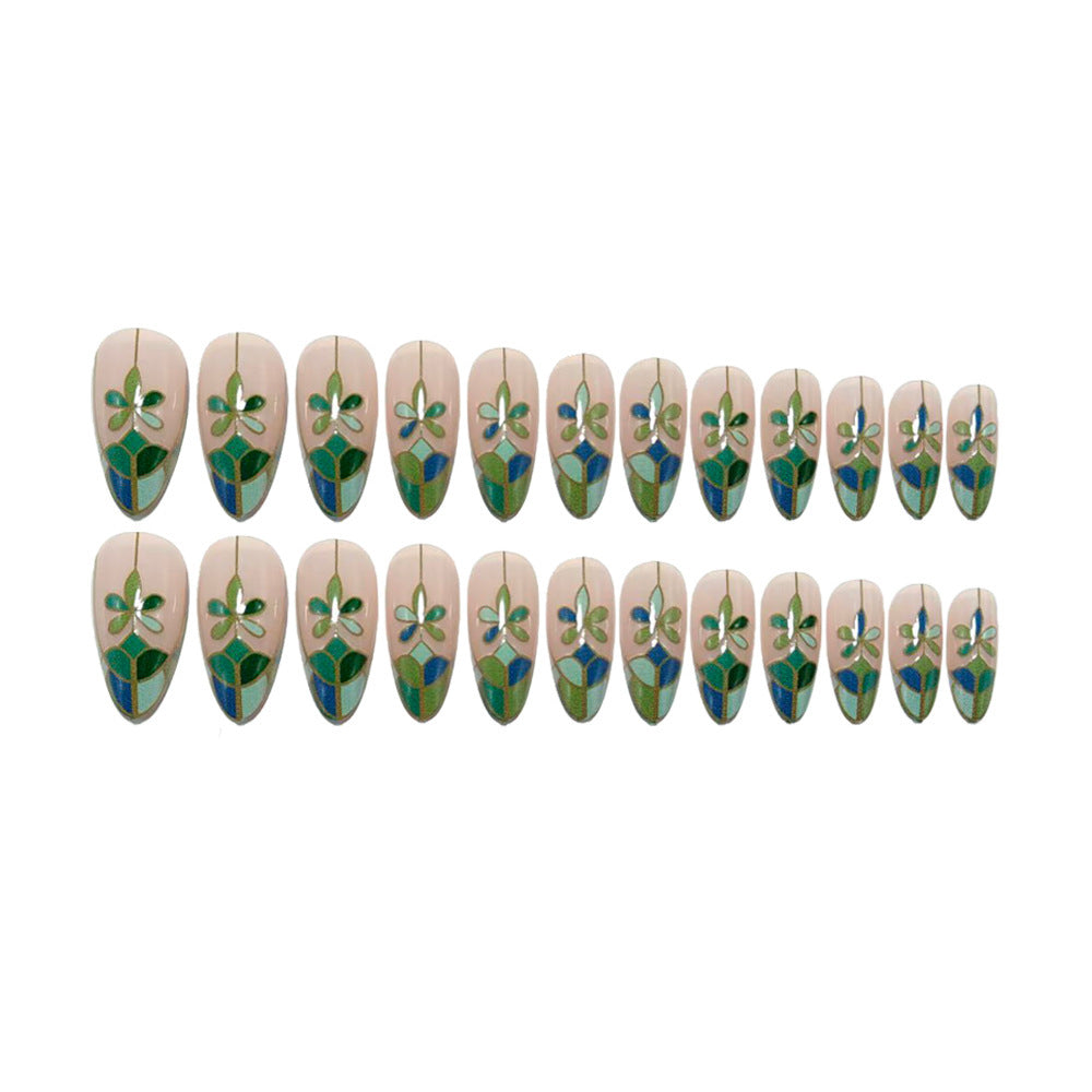 Designer artificial nails in a modern flower pattern Bowlift