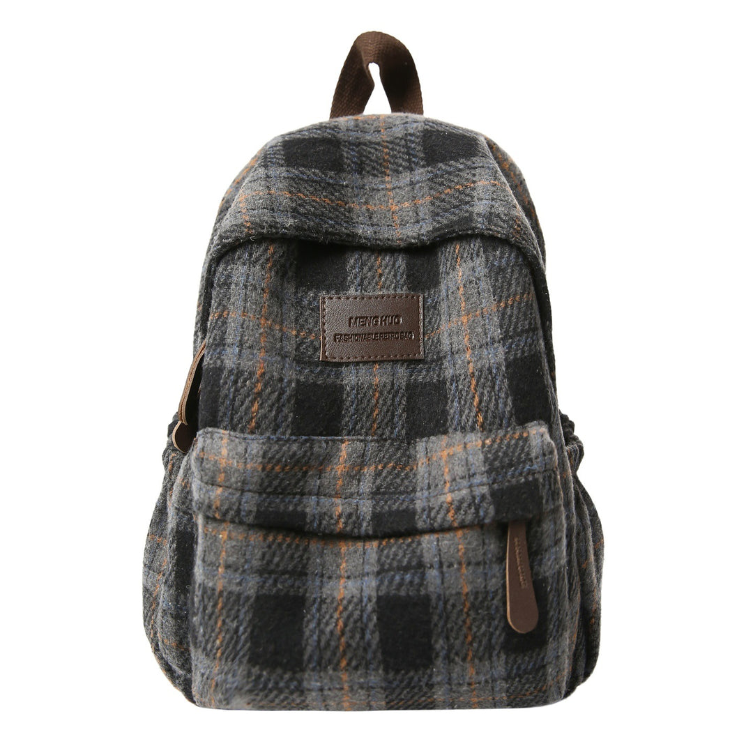 Cozy Plaid Pattern School Backpack Bowlift