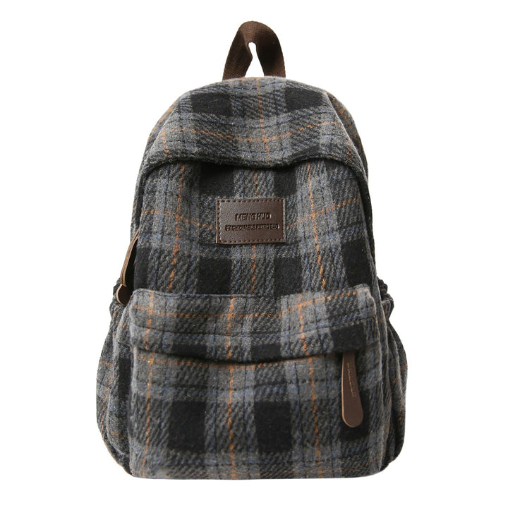 Cozy Plaid Pattern School Backpack Bowlift