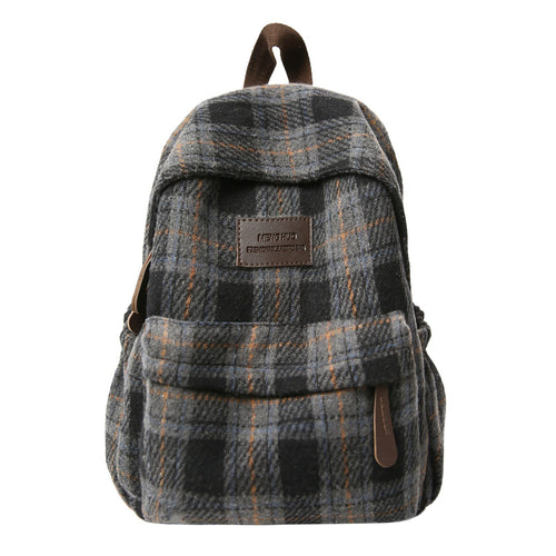 Cozy Plaid Pattern School Backpack Bowlift