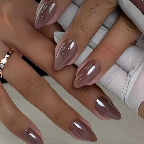Glossy Stiletto Press-On Nail Set with Unique Design Bowlift