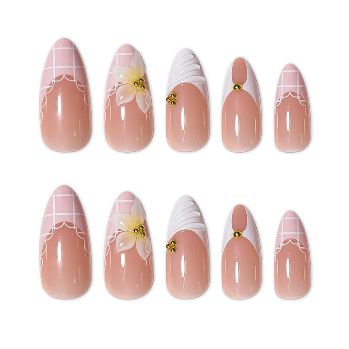 Elegant Floral Design Nail Extensions Bowlift