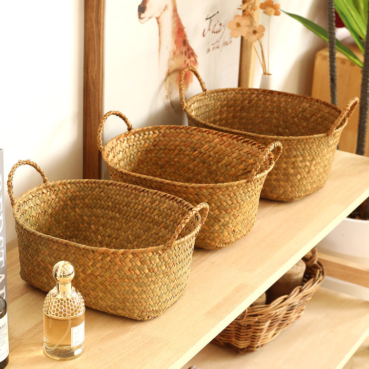 Unisex Handwoven Storage Basket with Ergonomic Handles Bowlift