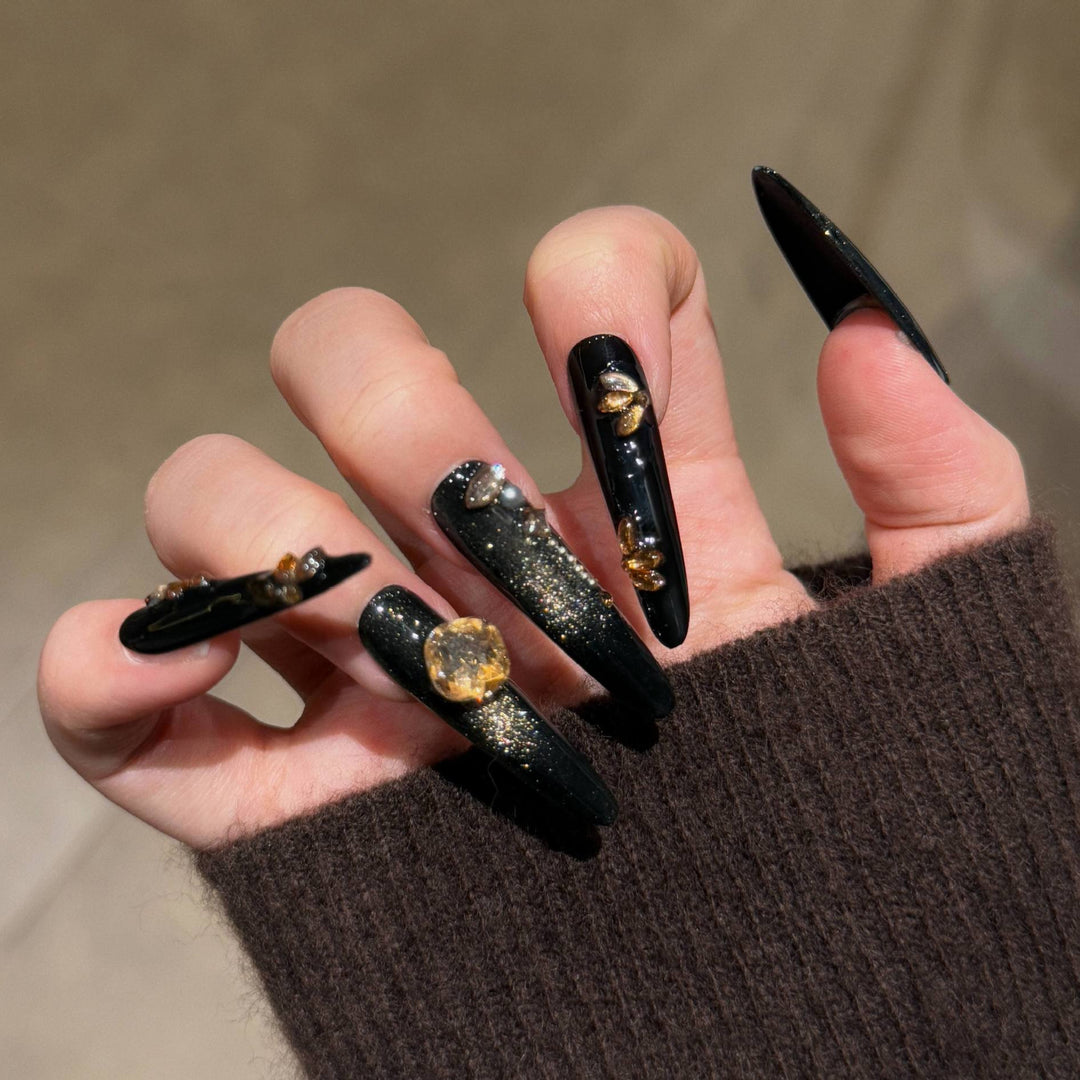 Premium Glittering Stiletto Press-On Nail Set Bowlift