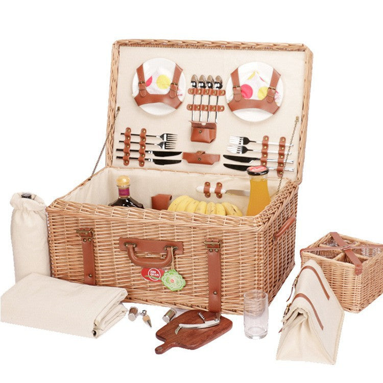 Ladies luxurious picnic basket with integrated crockery set and insulated cooler compartment Bowlift