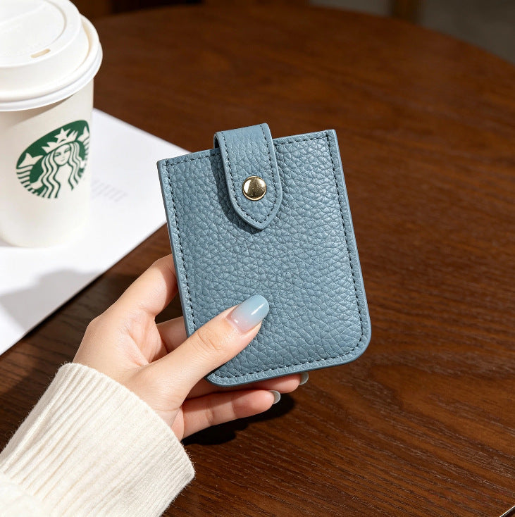 Textured Leather Cardholder with Snap Closure Bowlift