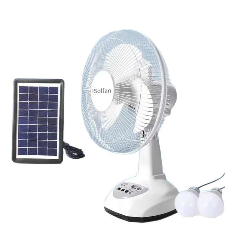 Ladies Solar-Powered Table Fan with LED Lighting Bowlift
