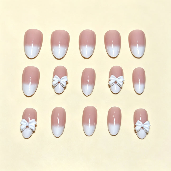 Elegant Bow-Adorned Press-On Nail Tips Bowlift