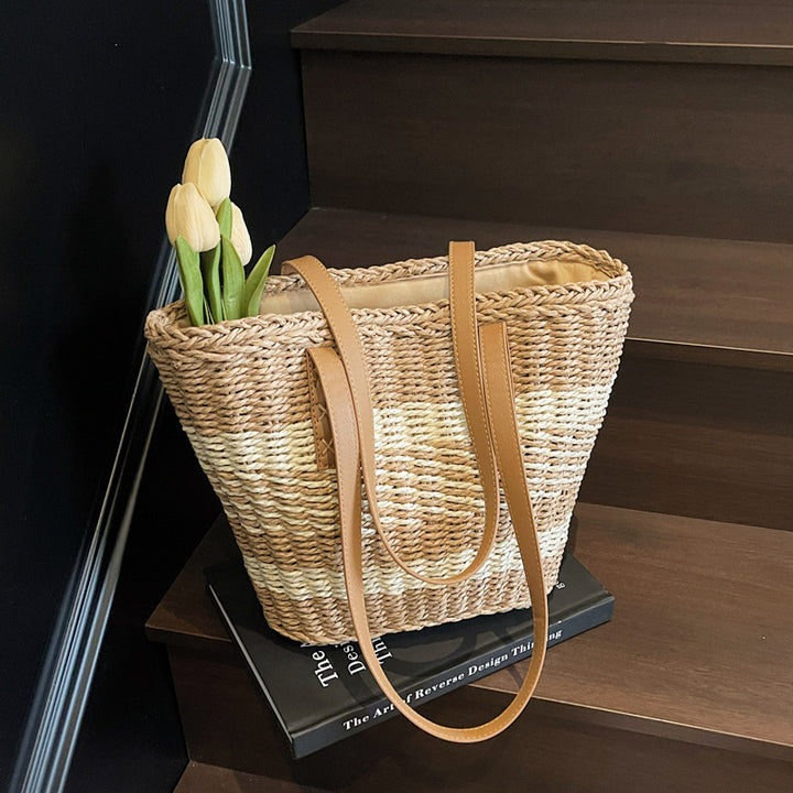 Comfortable beach bag with leather handles Bowlift