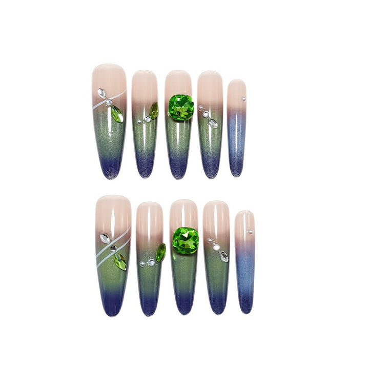 Artifical nails with elegant ombre design and sparkling accents Bowlift