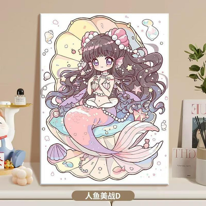 Anime-Inspired Mermaid Illustration Canvas Art Bowlift
