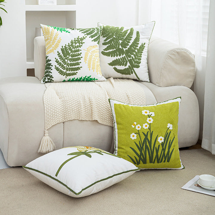 Women Decorative Cushion Cover with Fine Floral Embroidery Bowlift