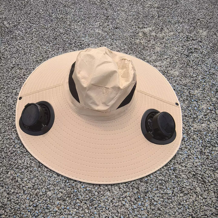 air-cooled sun hat with removable USB fans and wide neck protection Bowlift